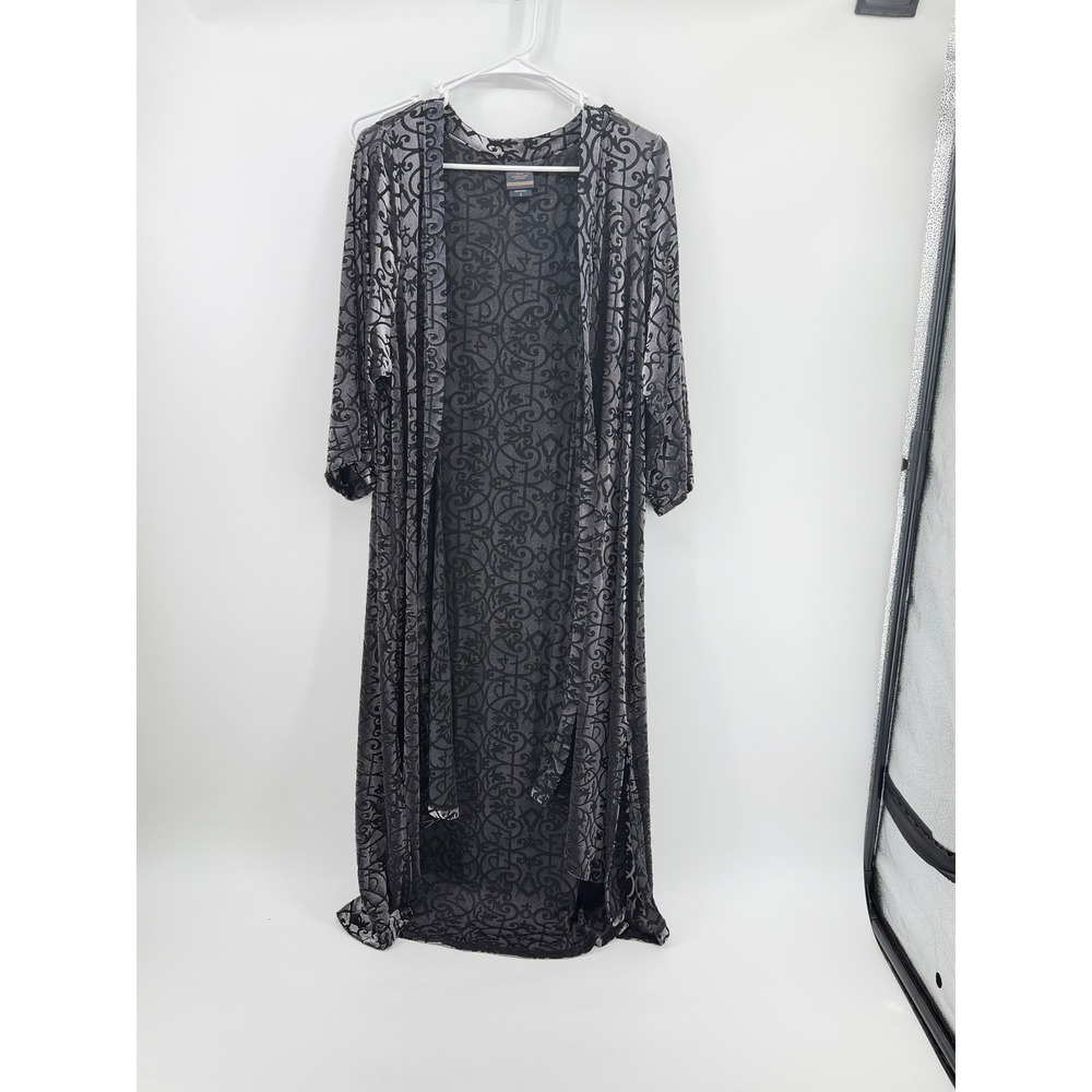 Torrid Outlander Series Burnout Velvet Duster Cardigan Grey Black 3X Size 3